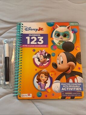 Disney Jr. Numbers 123 Wipe-Clean Workbook - Orange & Teal